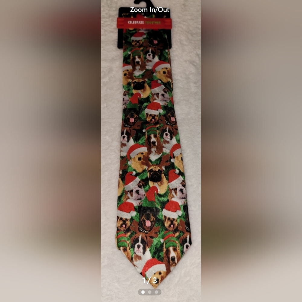 Mens Dog Christmas Necktie